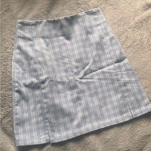 Brandy Melville Light Blue Plaid Mini Skirt